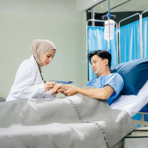 Patient receiving an iron infusion IV therapy under professional supervision at Seva Medical Clinic