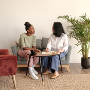 Doctor explaining mental health medication plan and monitoring progress with a patient
