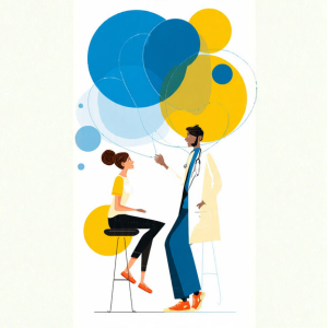 Icon representing personalized mental health support with patient-centered care illustration