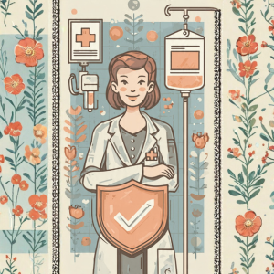 Icon representing safe and physician-supervised IV therapy with healthcare professional illustration